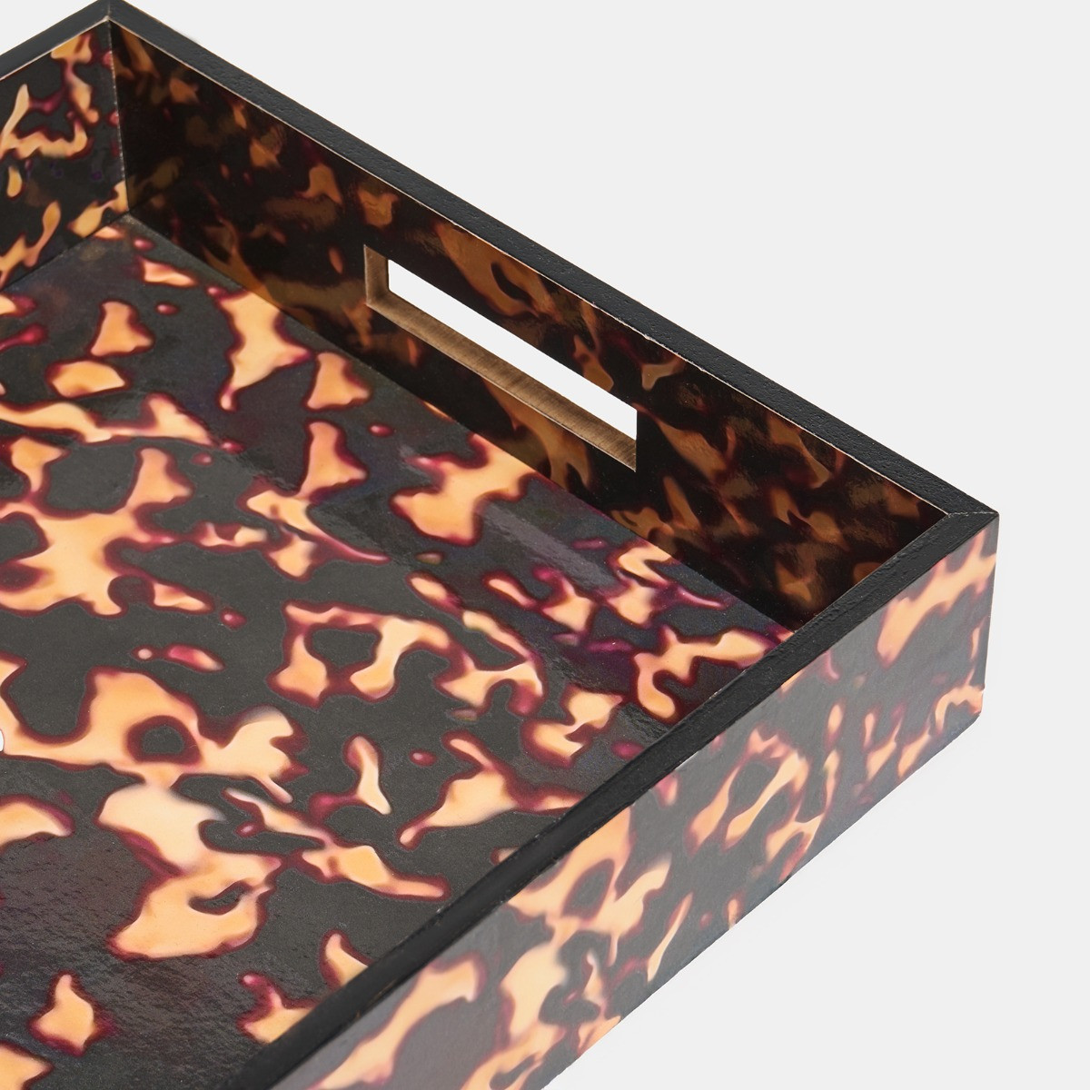 OHS Rectangle Abstract Leopard Print Tray - Brown/Natural>