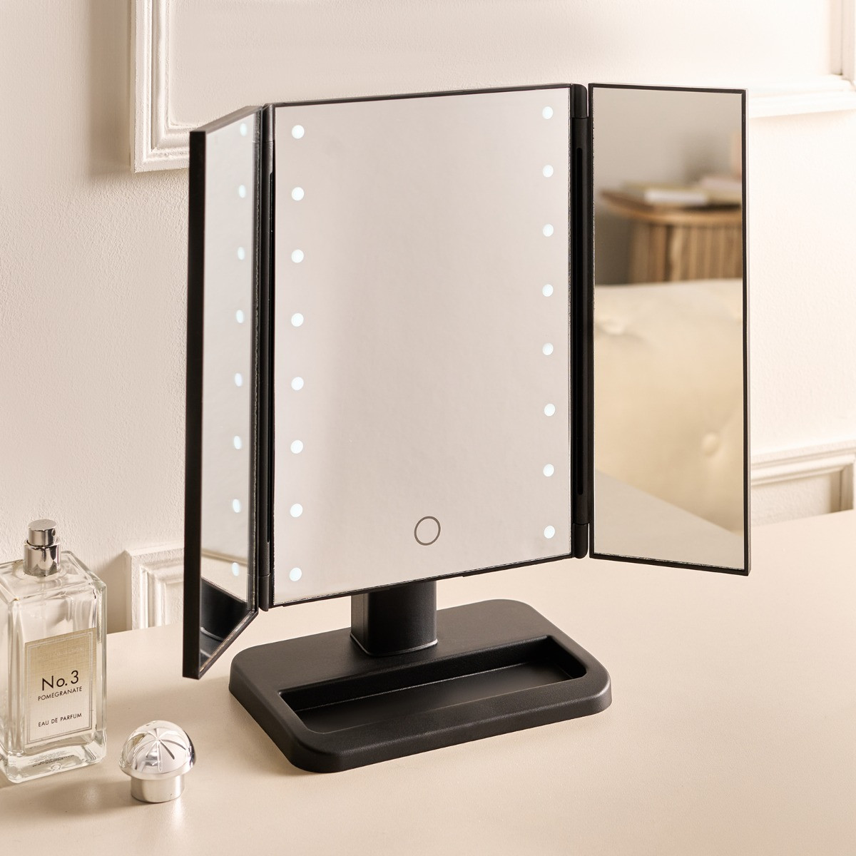 OHS LED 3-Way Vanity Mirror - Black>