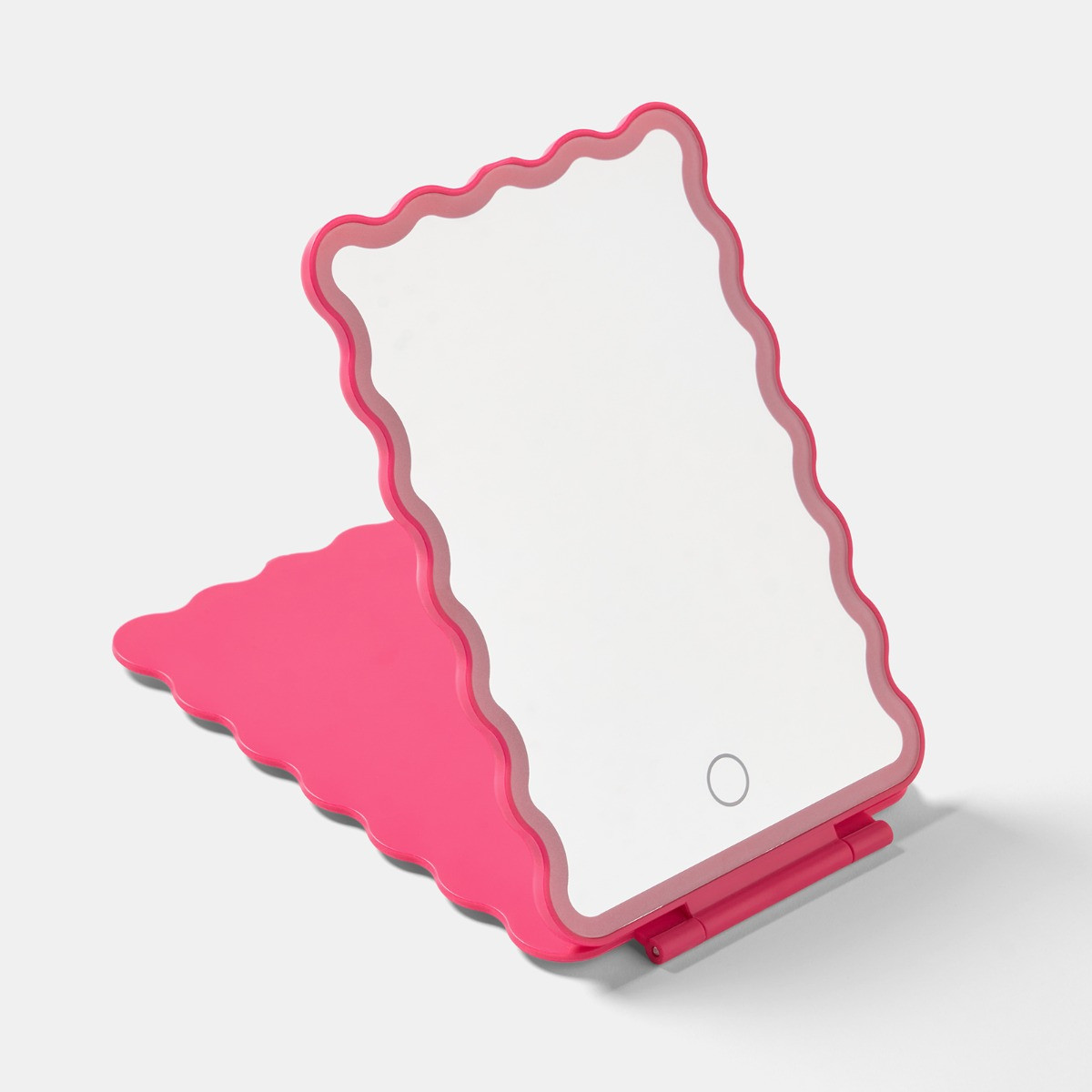 OHS LED Scallop Travel Mirror - Hot Pink>
