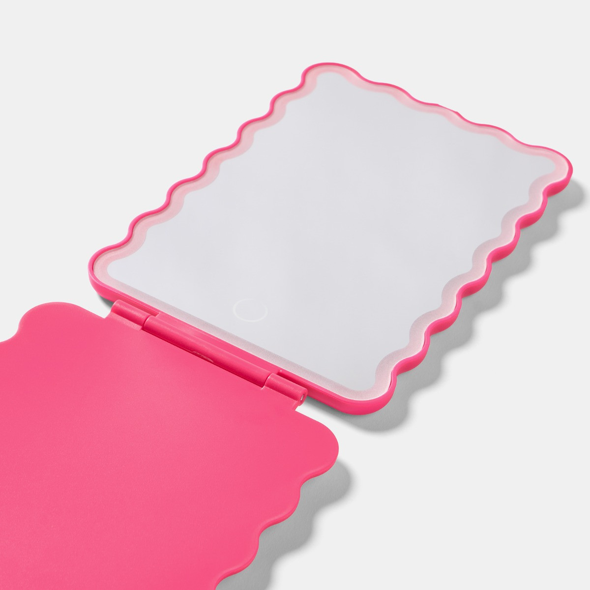 OHS LED Scallop Travel Mirror - Hot Pink>