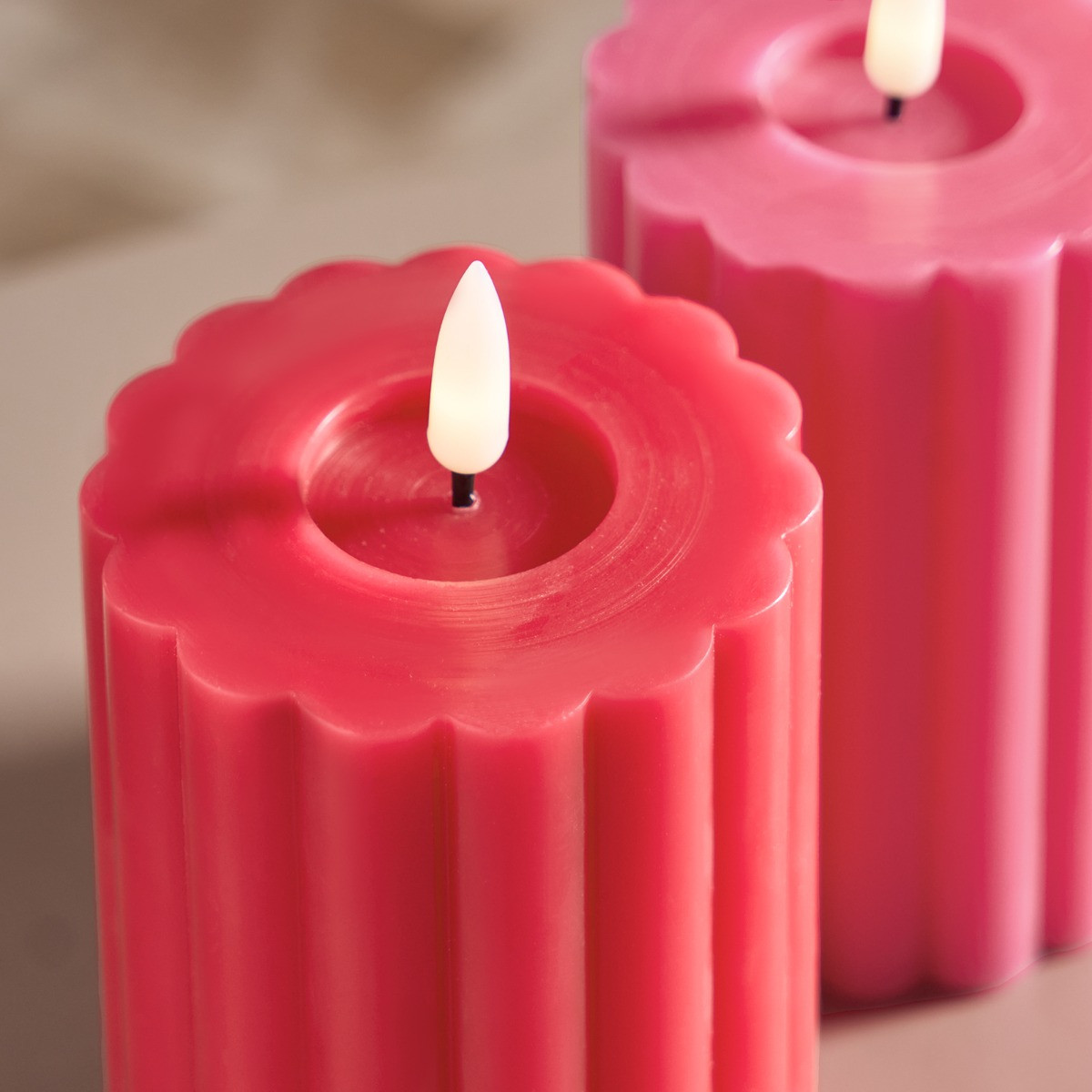 OHS LED Ribbed Candle, Red/Pink - 2 Pack>