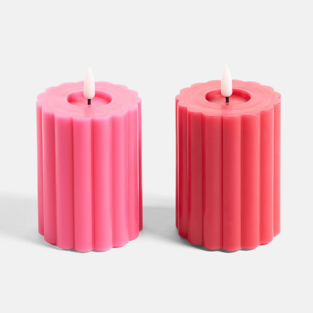 OHS LED Ribbed Candle, Red/Pink - 2 Pack>
