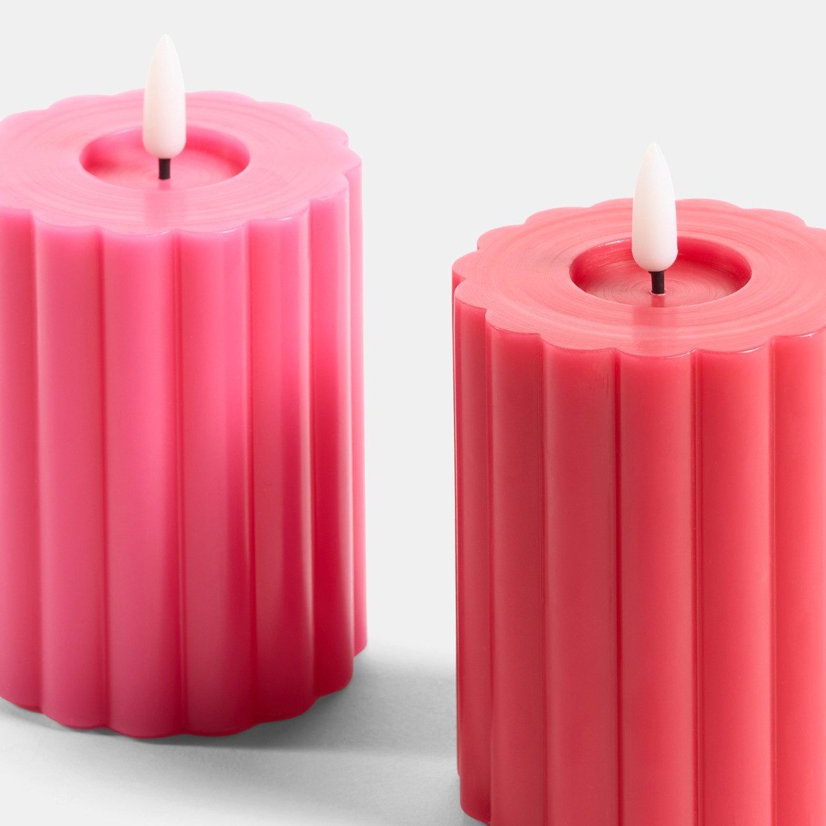 OHS LED Ribbed Candle, Red/Pink - 2 Pack>