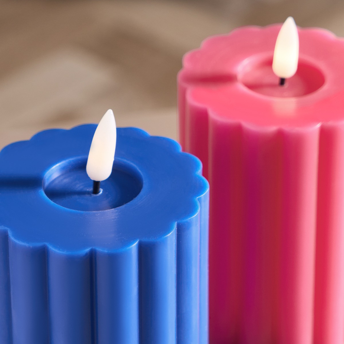 OHS LED Ribbed Candle, Blue/Pink - 2 Pack>