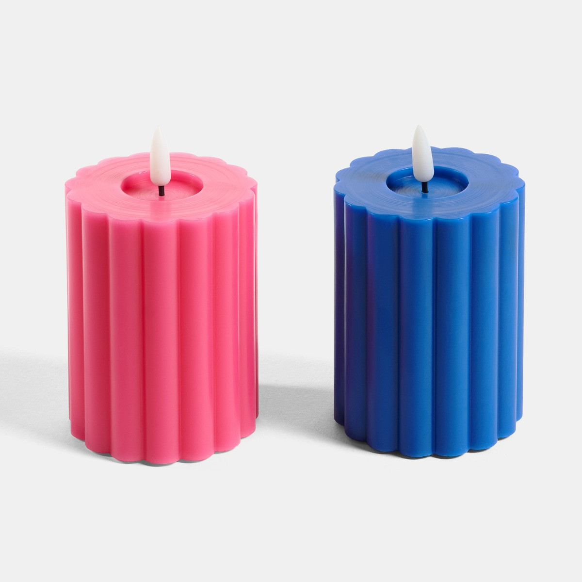 OHS LED Ribbed Candle, Blue/Pink - 2 Pack>