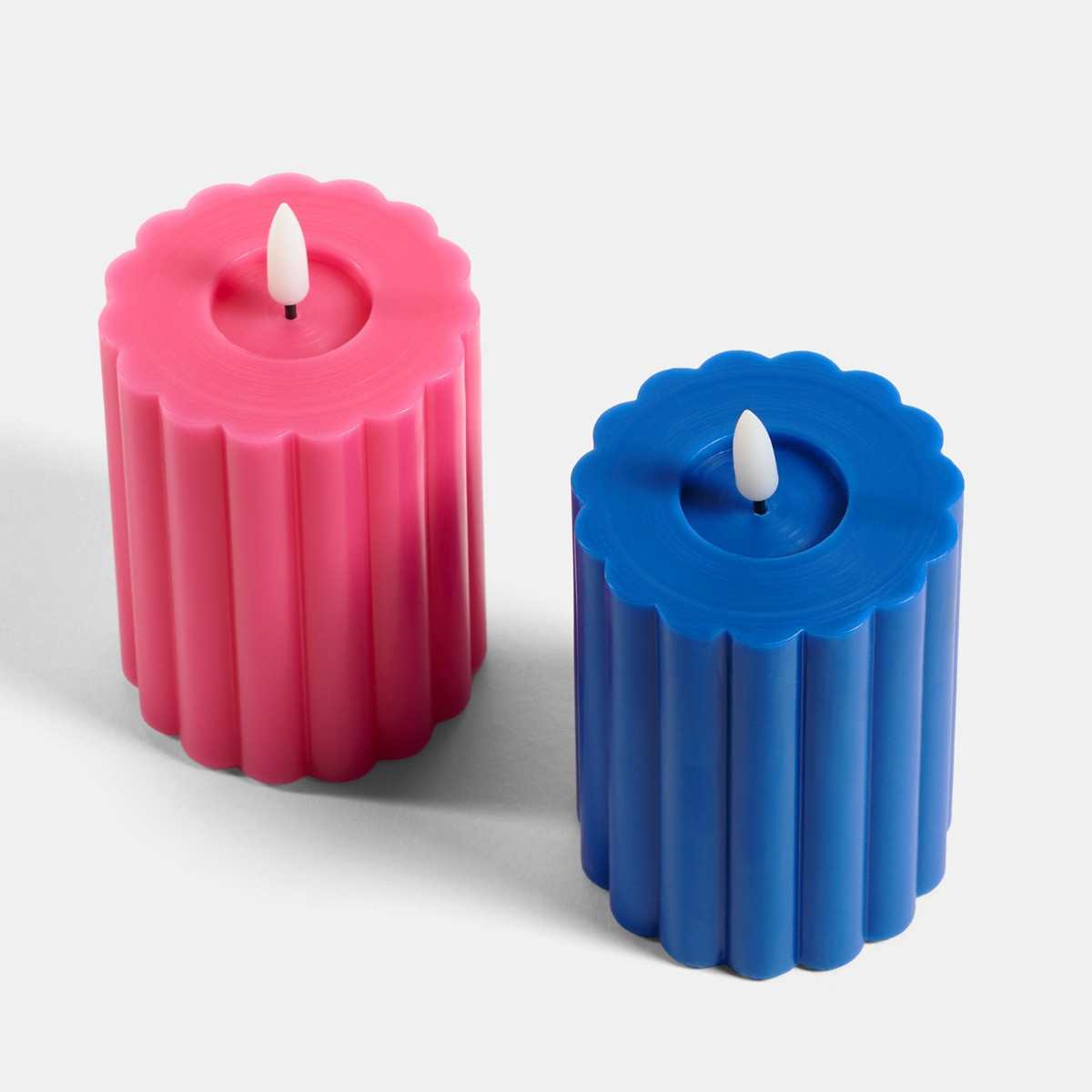 OHS LED Ribbed Candle, Blue/Pink - 2 Pack>
