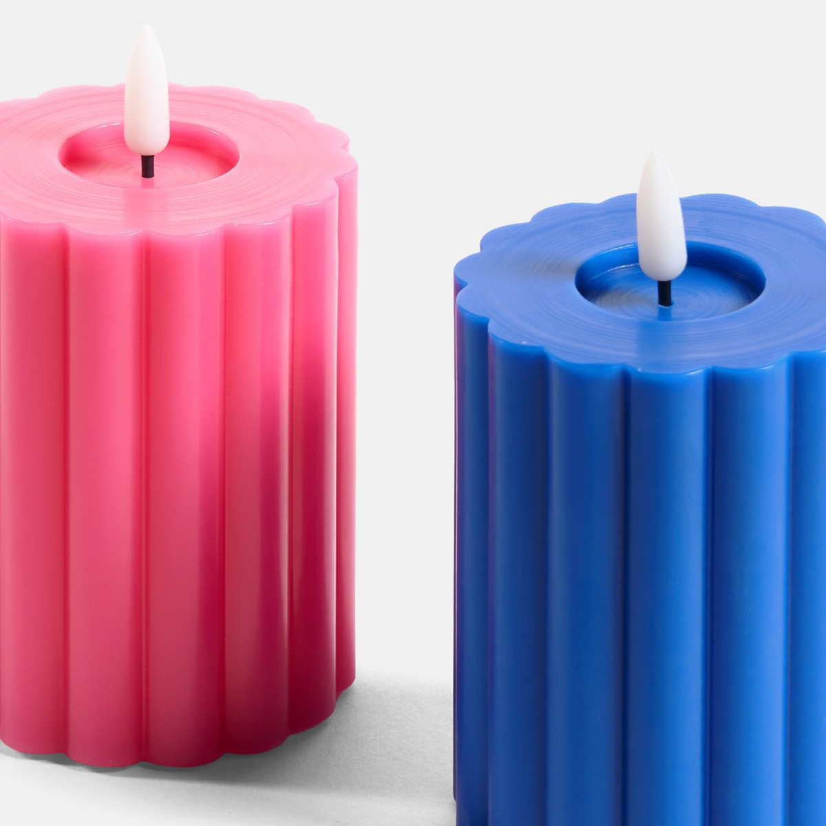 OHS LED Ribbed Candle, Blue/Pink - 2 Pack>