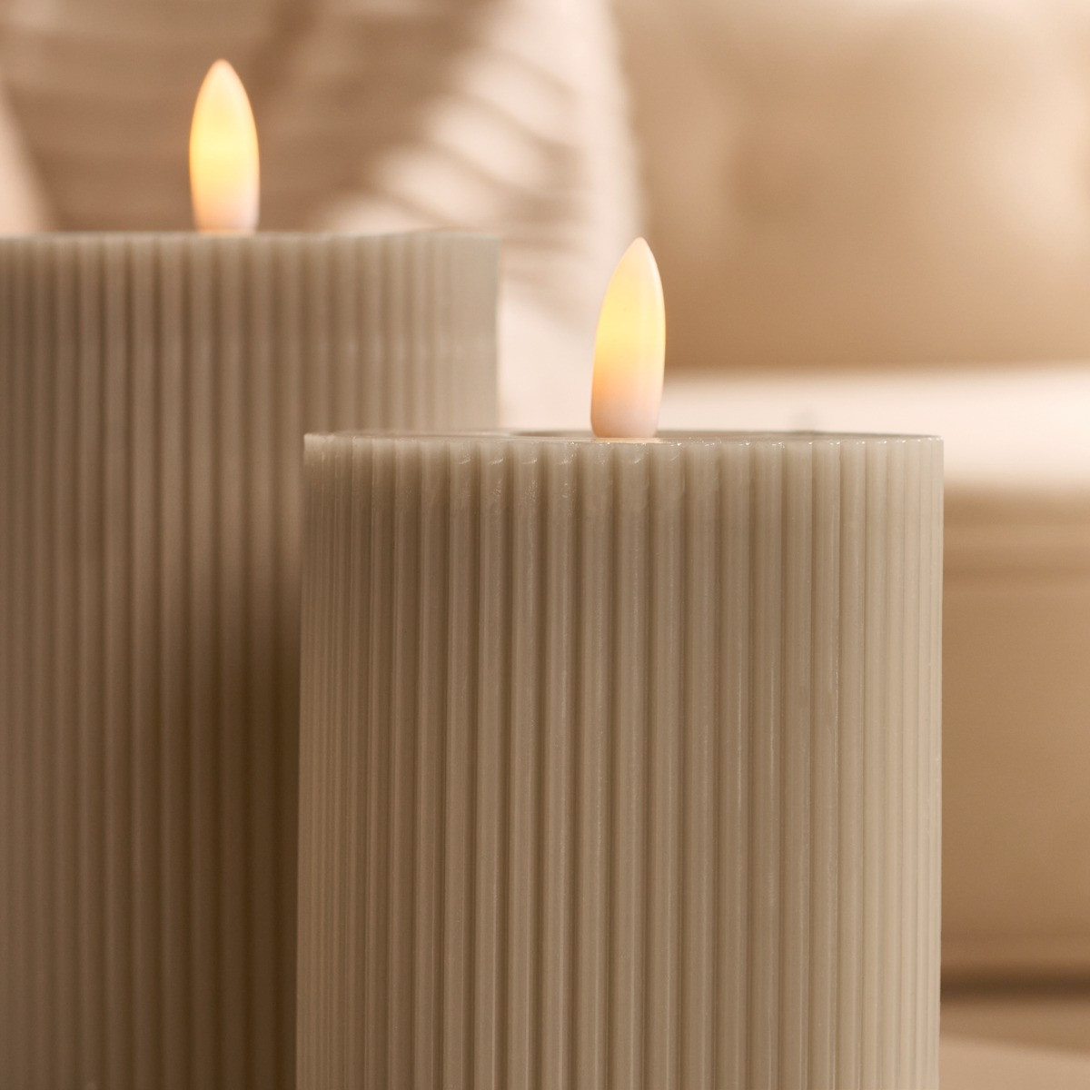 OHS LED Ribbed Candle, Natural - 3 Pack>