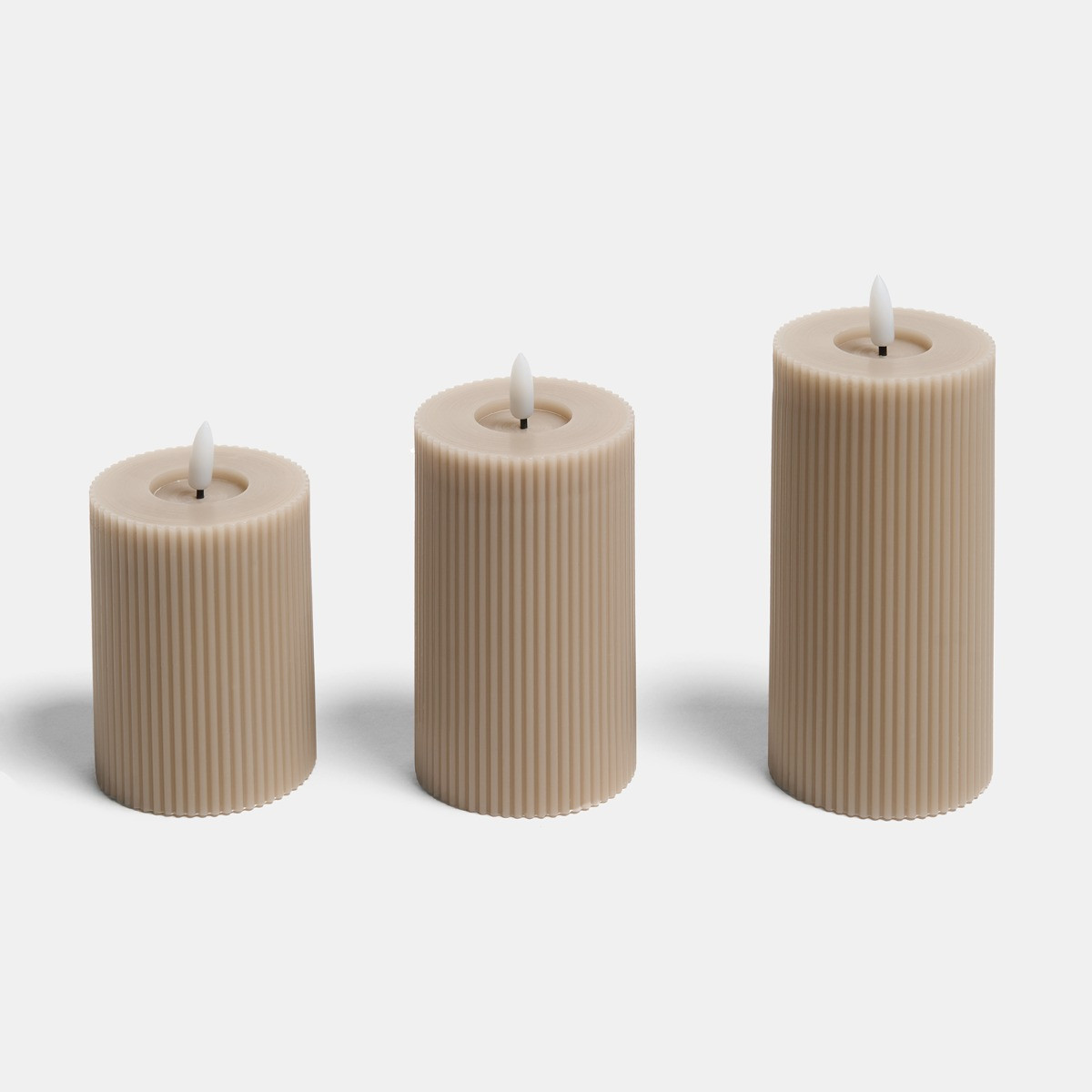 OHS LED Ribbed Candle, Natural - 3 Pack>