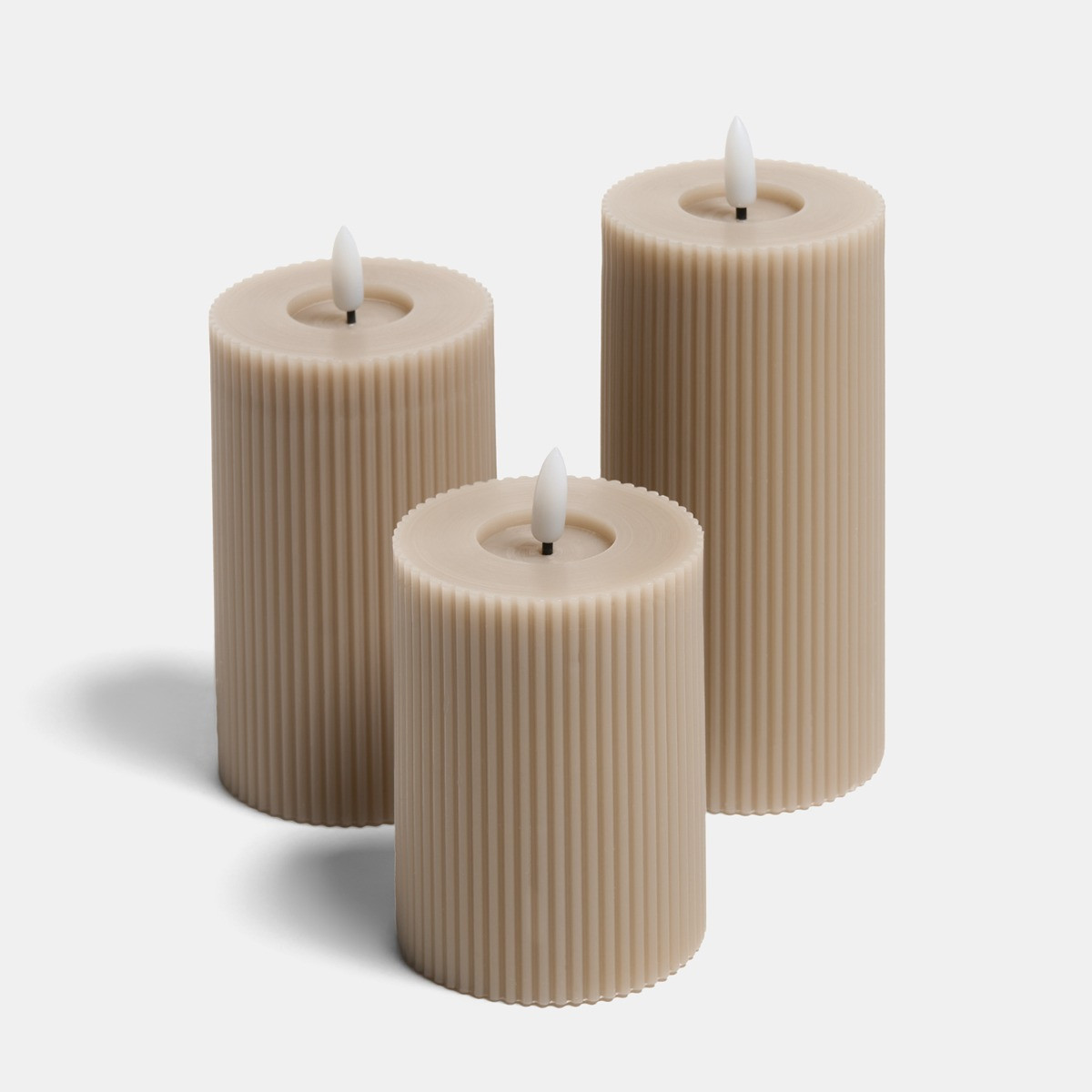 OHS LED Ribbed Candle, Natural - 3 Pack>