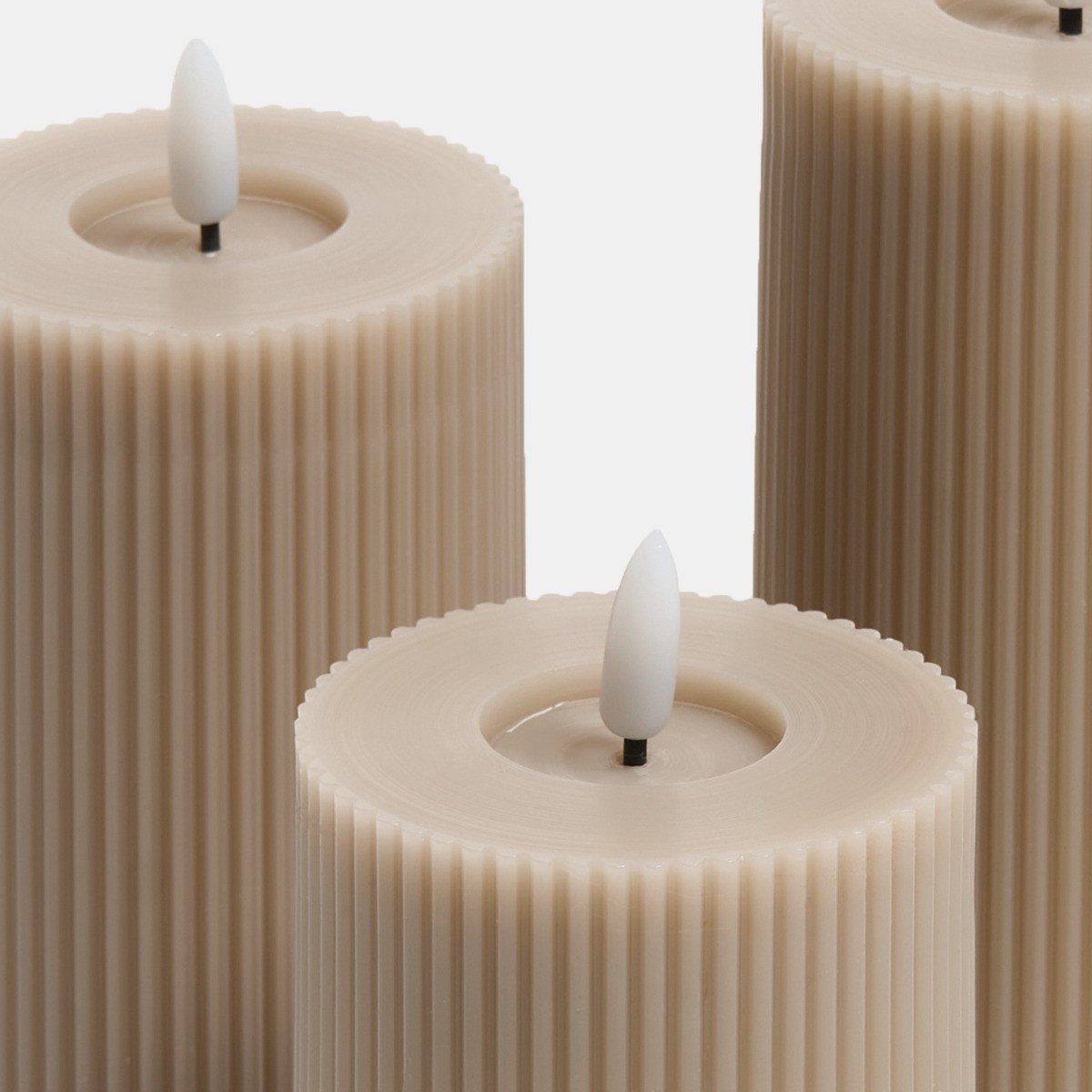 OHS LED Ribbed Candle, Natural - 3 Pack>