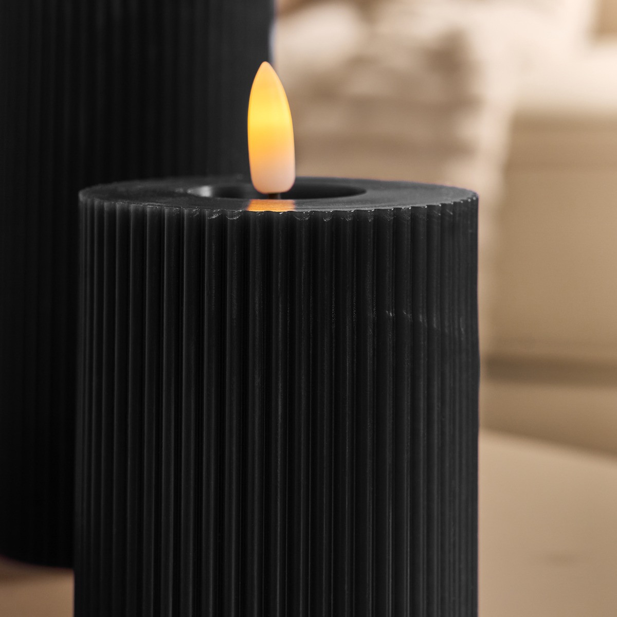 OHS LED Ribbed Candle, Black - 3 Pack>