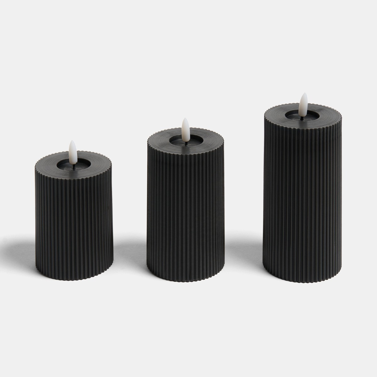 OHS LED Ribbed Candle, Black - 3 Pack>