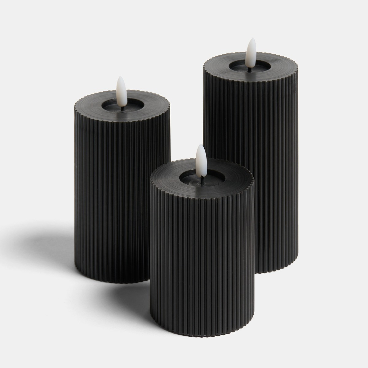 OHS LED Ribbed Candle, Black - 3 Pack>