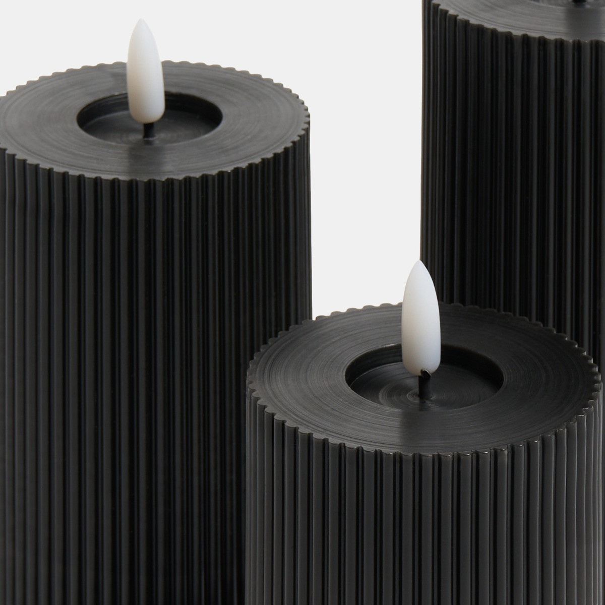 OHS LED Ribbed Candle, Black - 3 Pack>