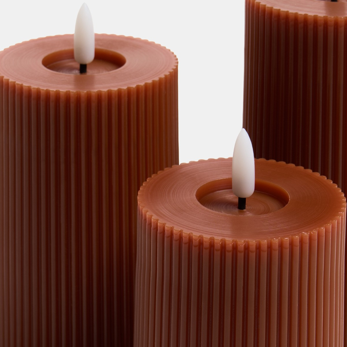 OHS LED Ribbed Candle, Rust - 3 Pack>