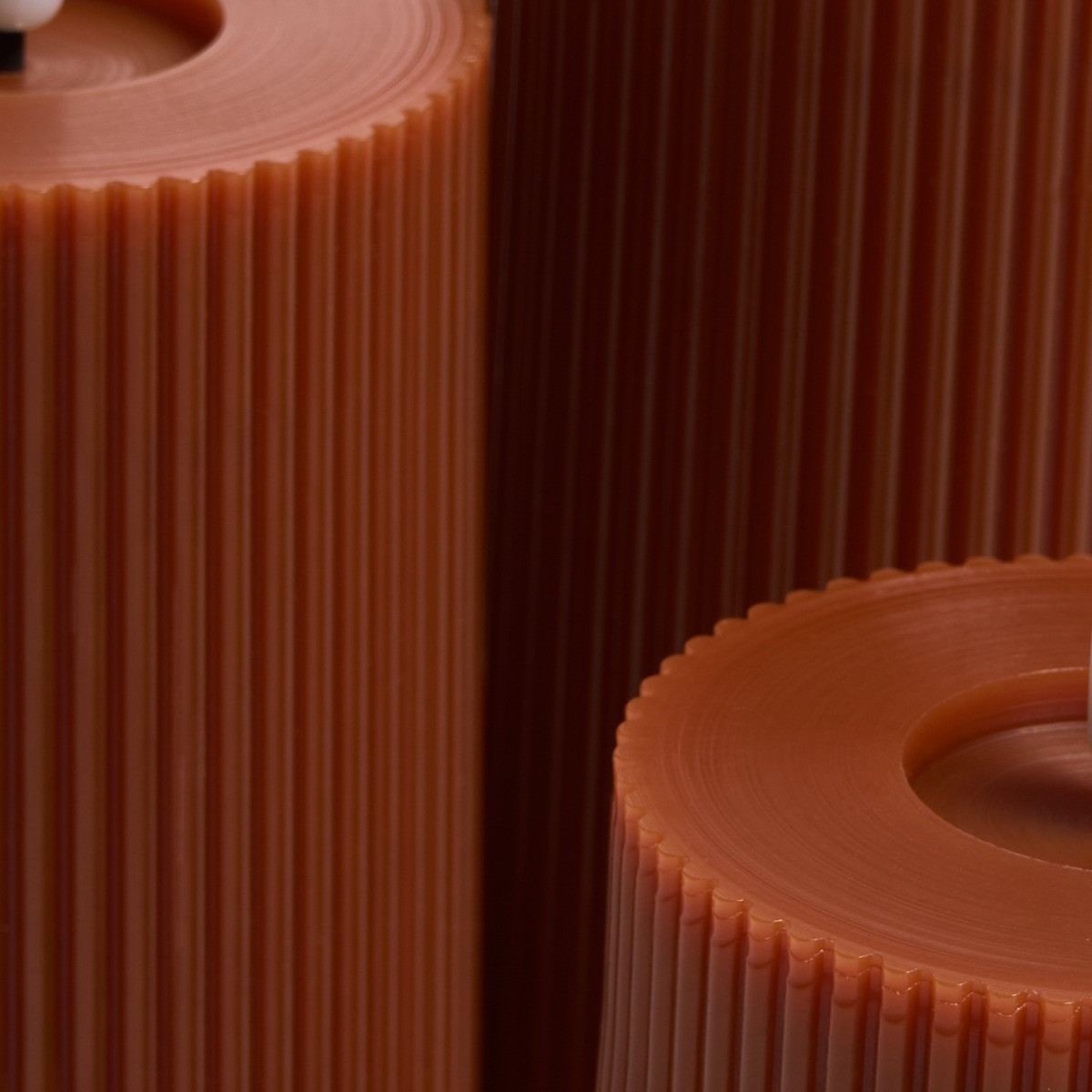 OHS LED Ribbed Candle, Rust - 3 Pack>