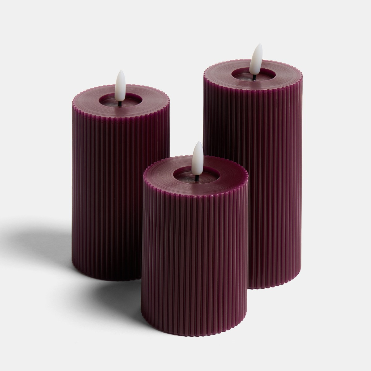 OHS LED Ribbed Candle, Burgundy - 3 Pack>