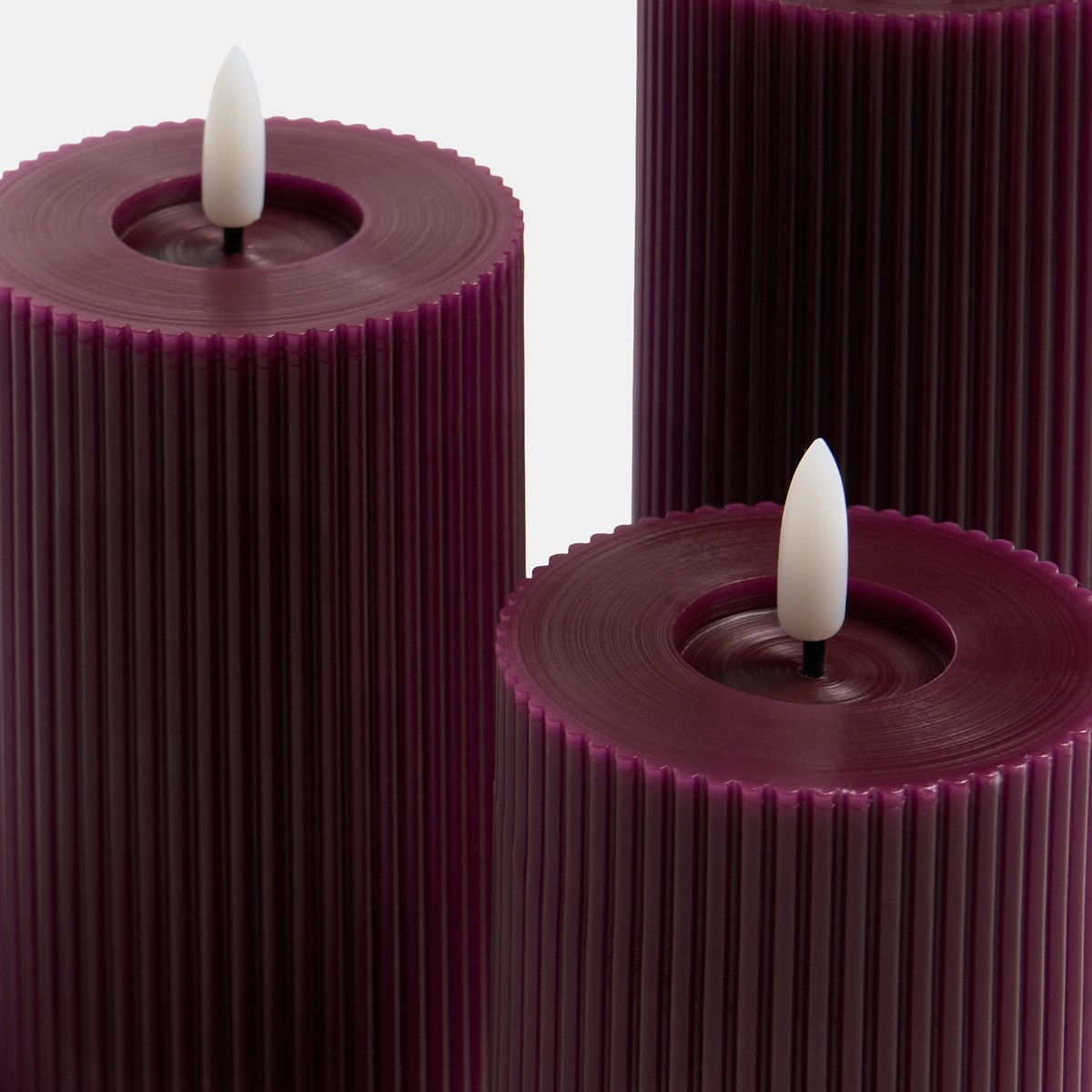 OHS LED Ribbed Candle, Burgundy - 3 Pack>