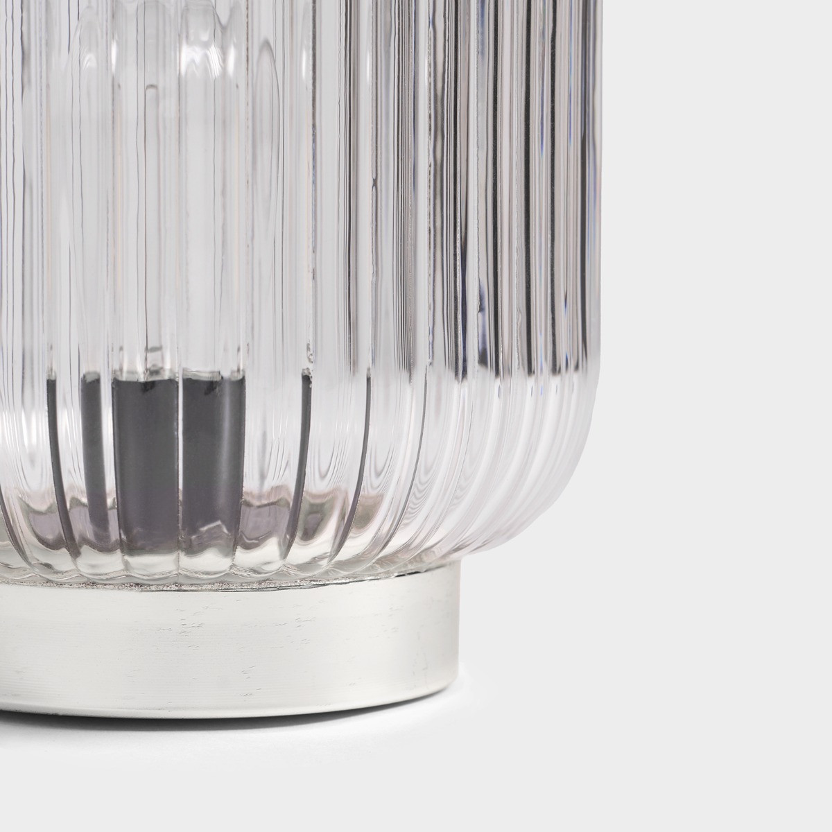 OHS Glass Battery Operated Table Lamp - Clear/Silver>