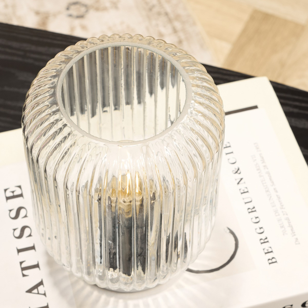 OHS Glass Battery Operated Table Lamp - Clear/Silver>