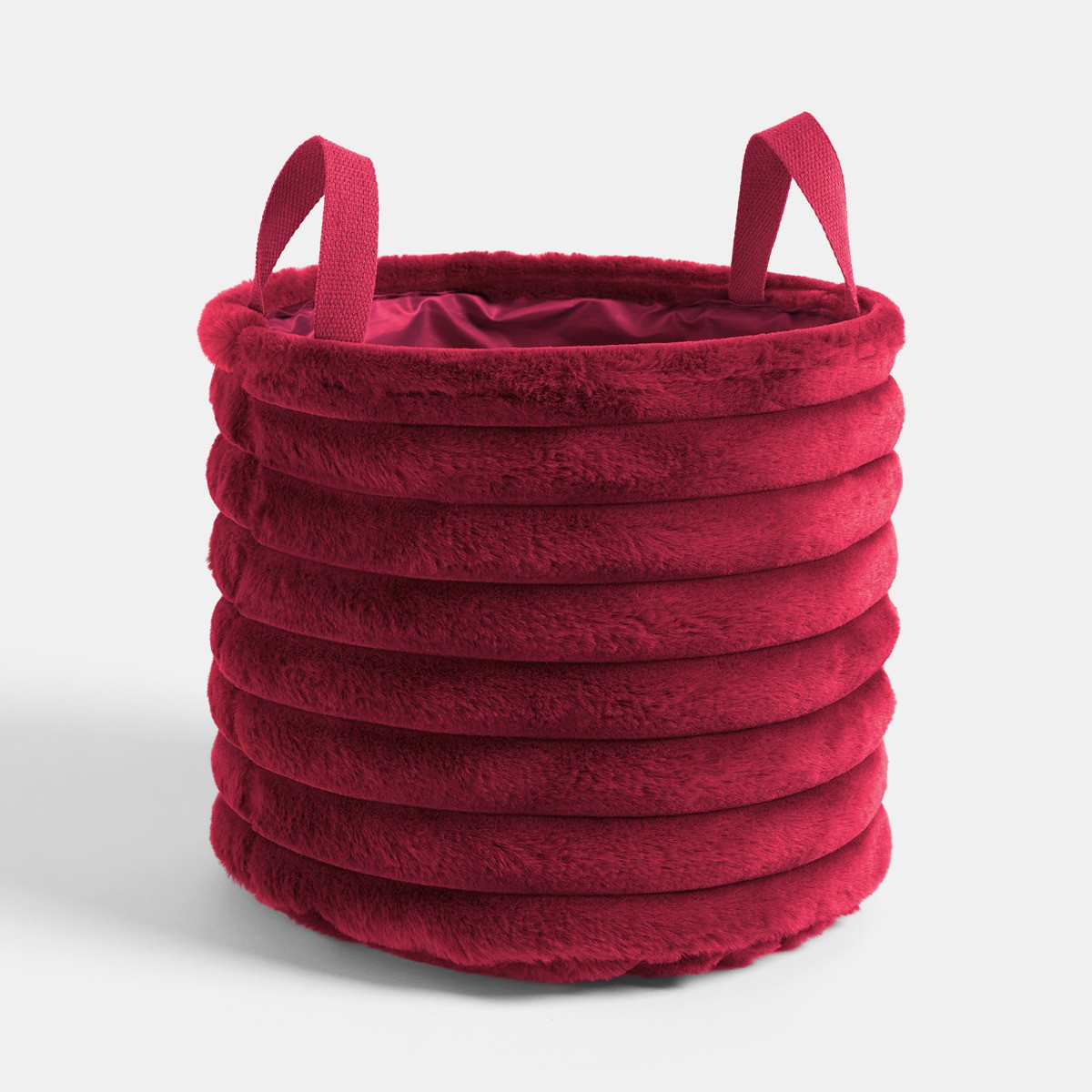 OHS Faux Fur Ribbed Storage Basket - Berry>