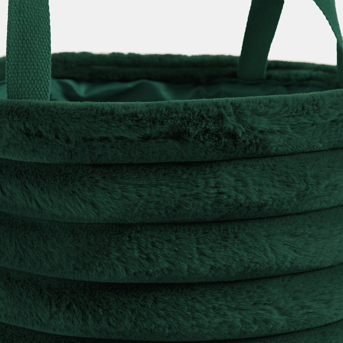 OHS Faux Fur Ribbed Storage Basket - Forest Green>