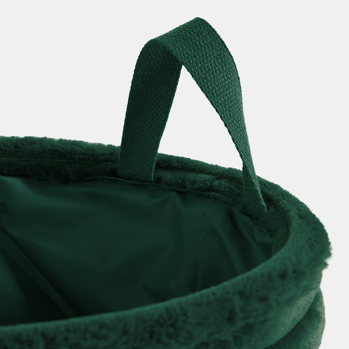 OHS Faux Fur Ribbed Storage Basket - Forest Green>