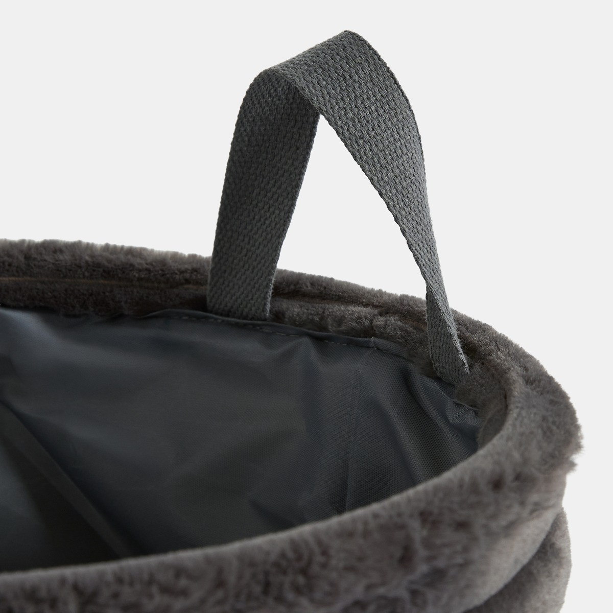 OHS Faux Fur Ribbed Storage Basket - Charcoal>