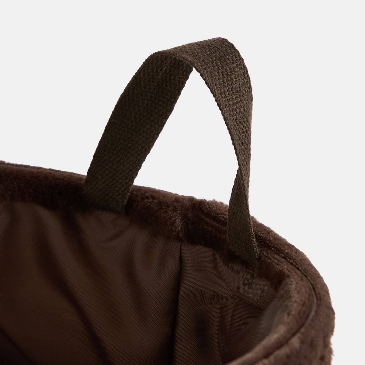 OHS Faux Fur Ribbed Storage Basket - Chocolate>