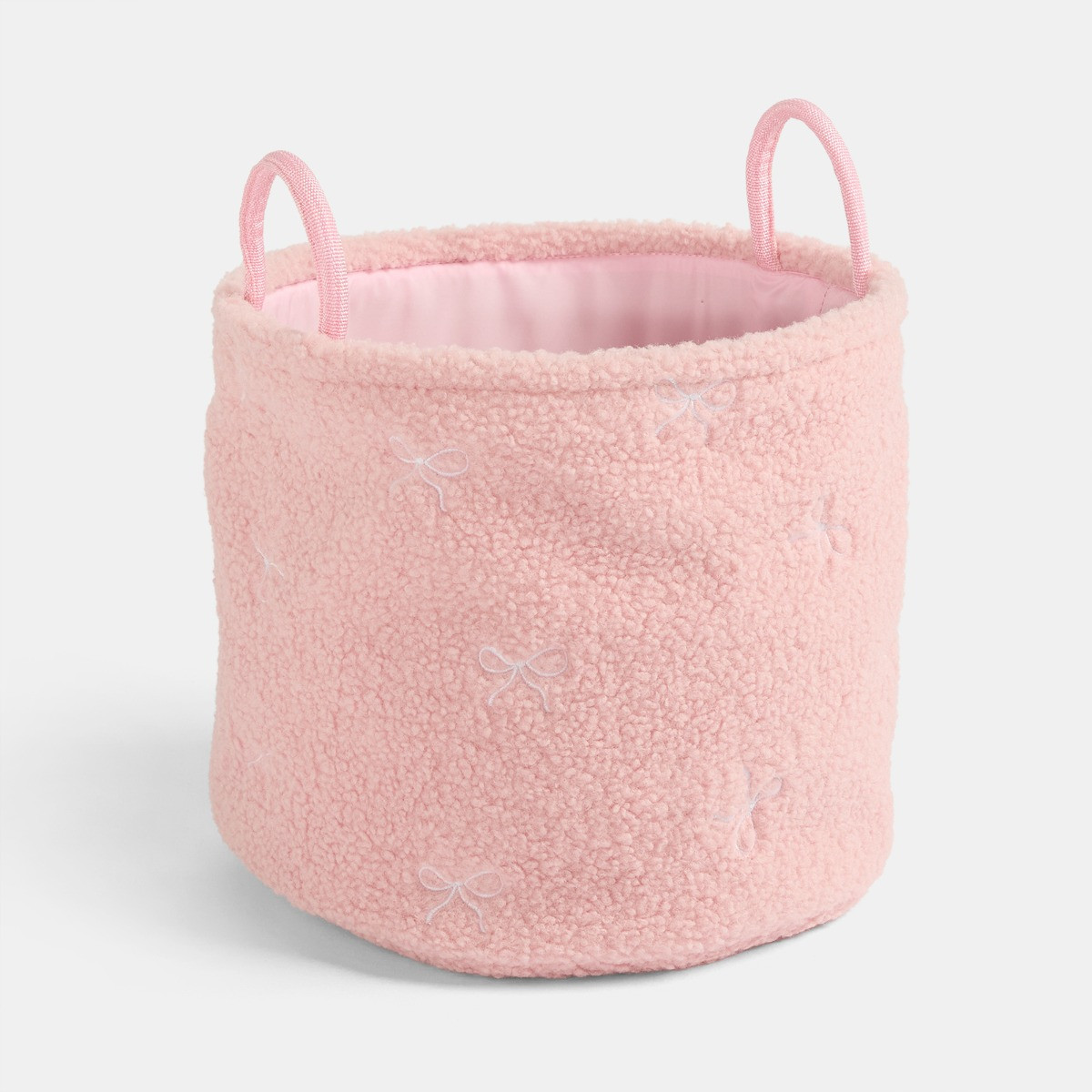 OHS Bow Boucle Storage Basket, Pink - Small>