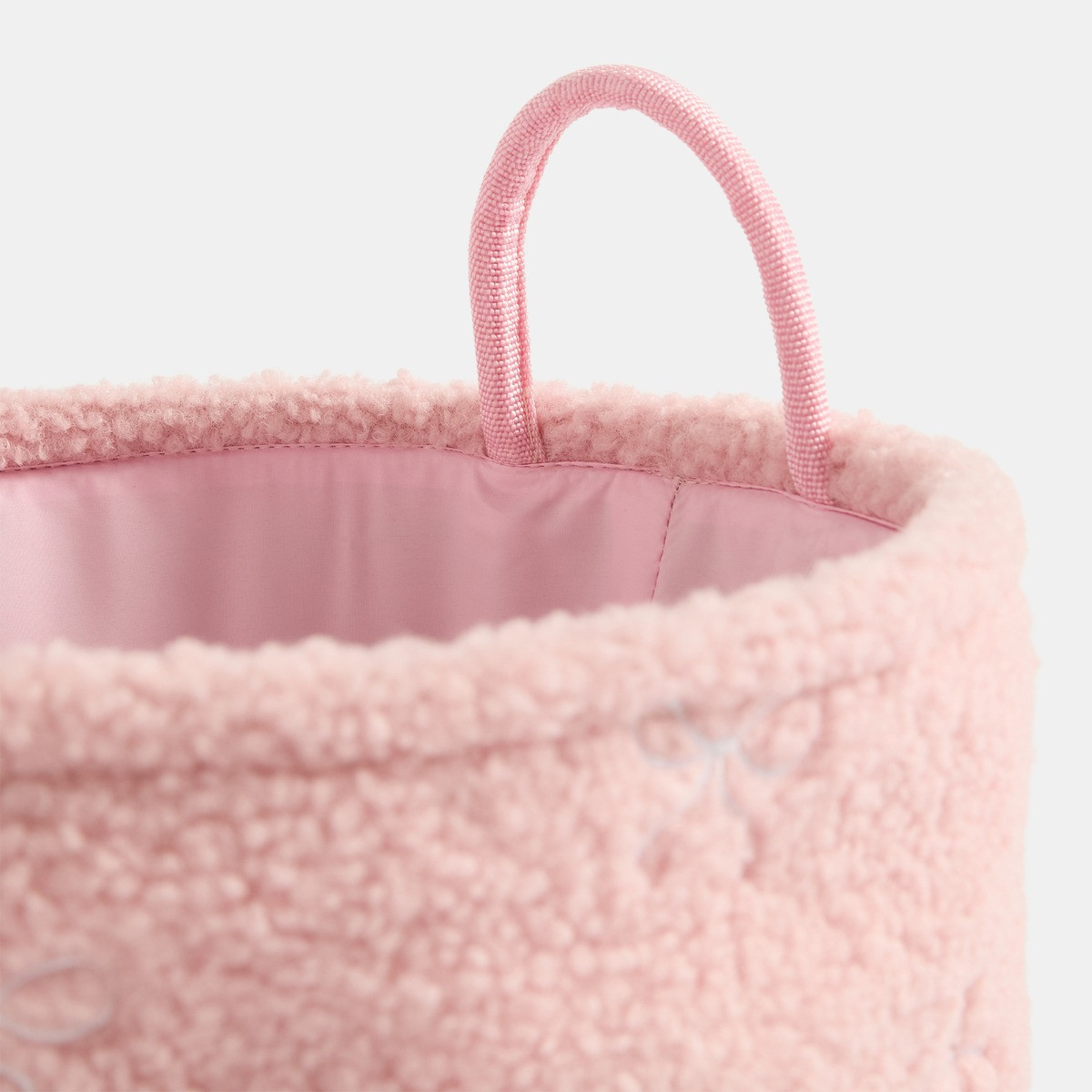 OHS Bow Boucle Storage Basket, Pink - Small>