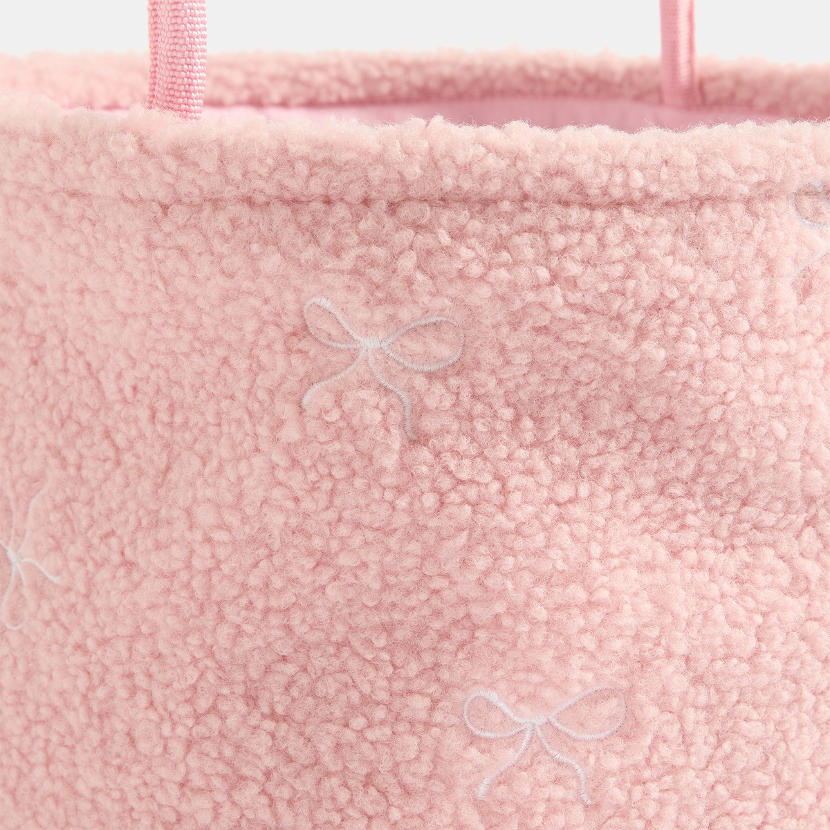 OHS Bow Boucle Storage Basket, Pink - Small>