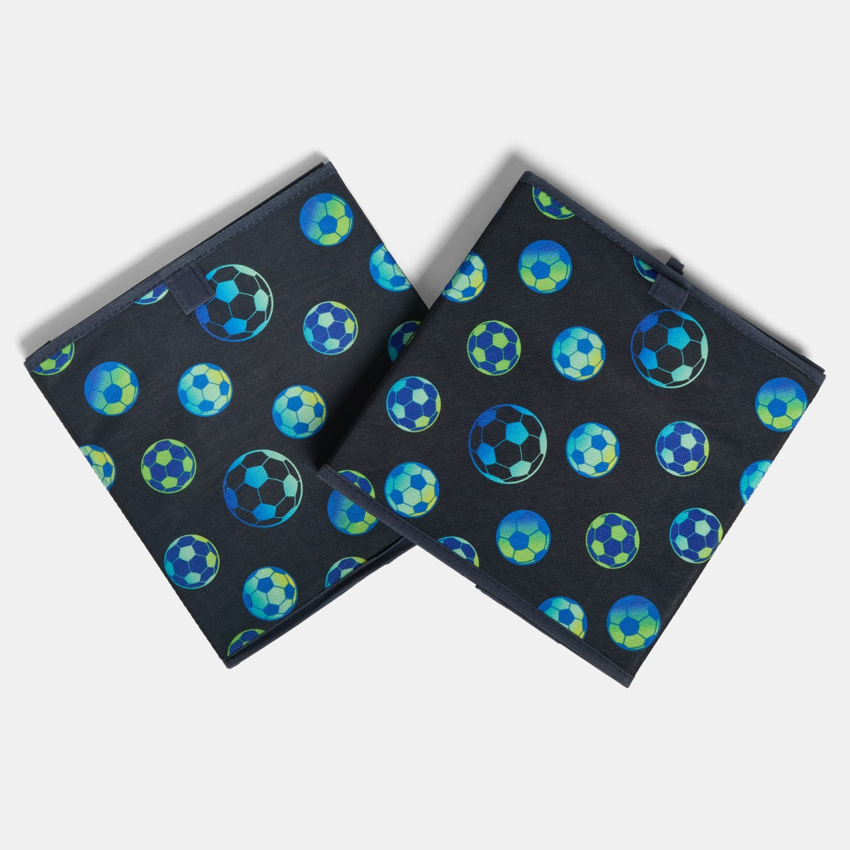 OHS Football Print Cube Storage Boxes, Navy - 2 Pack>