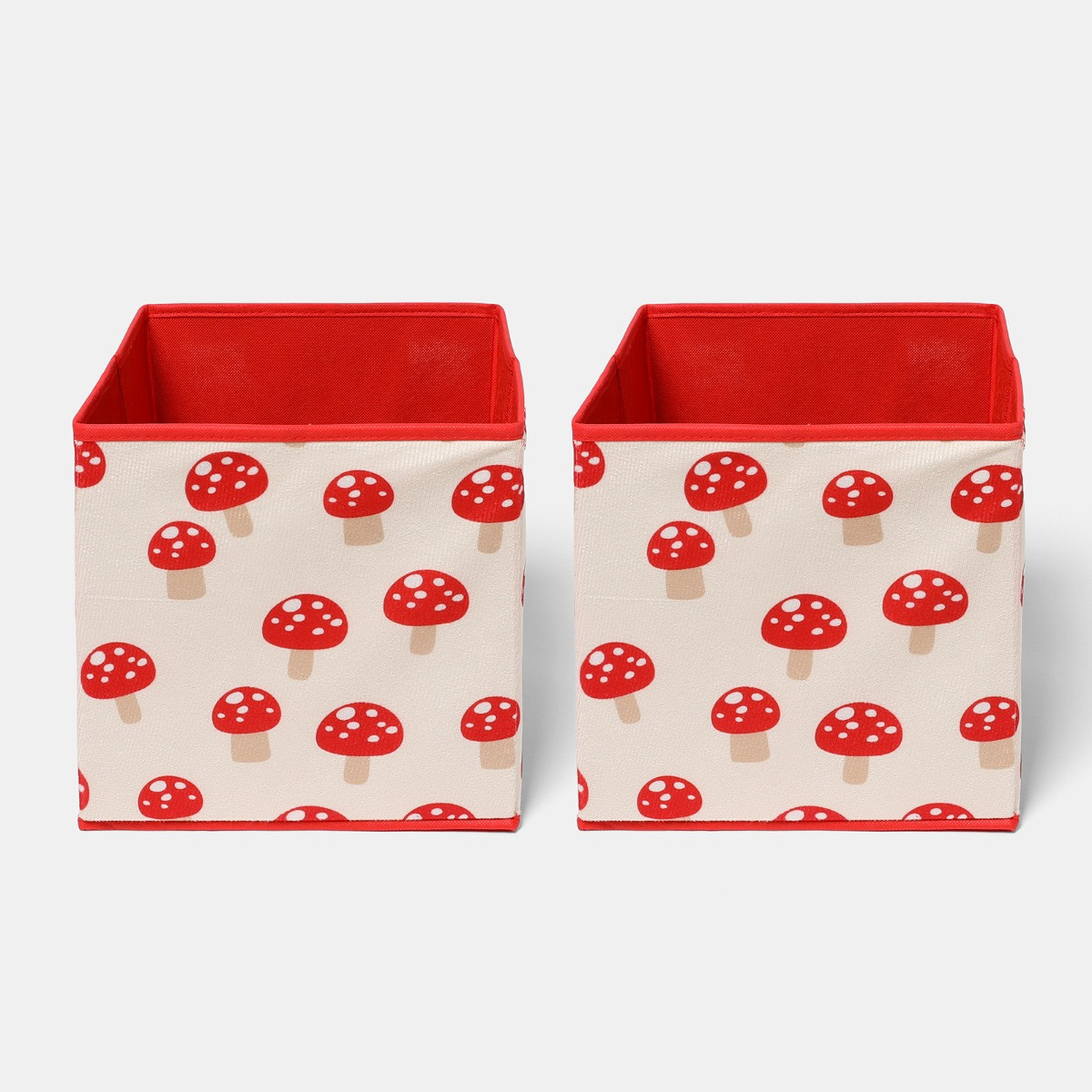 OHS Mushroom Print Cube Storage Boxes, Red/White - 2 Pack>