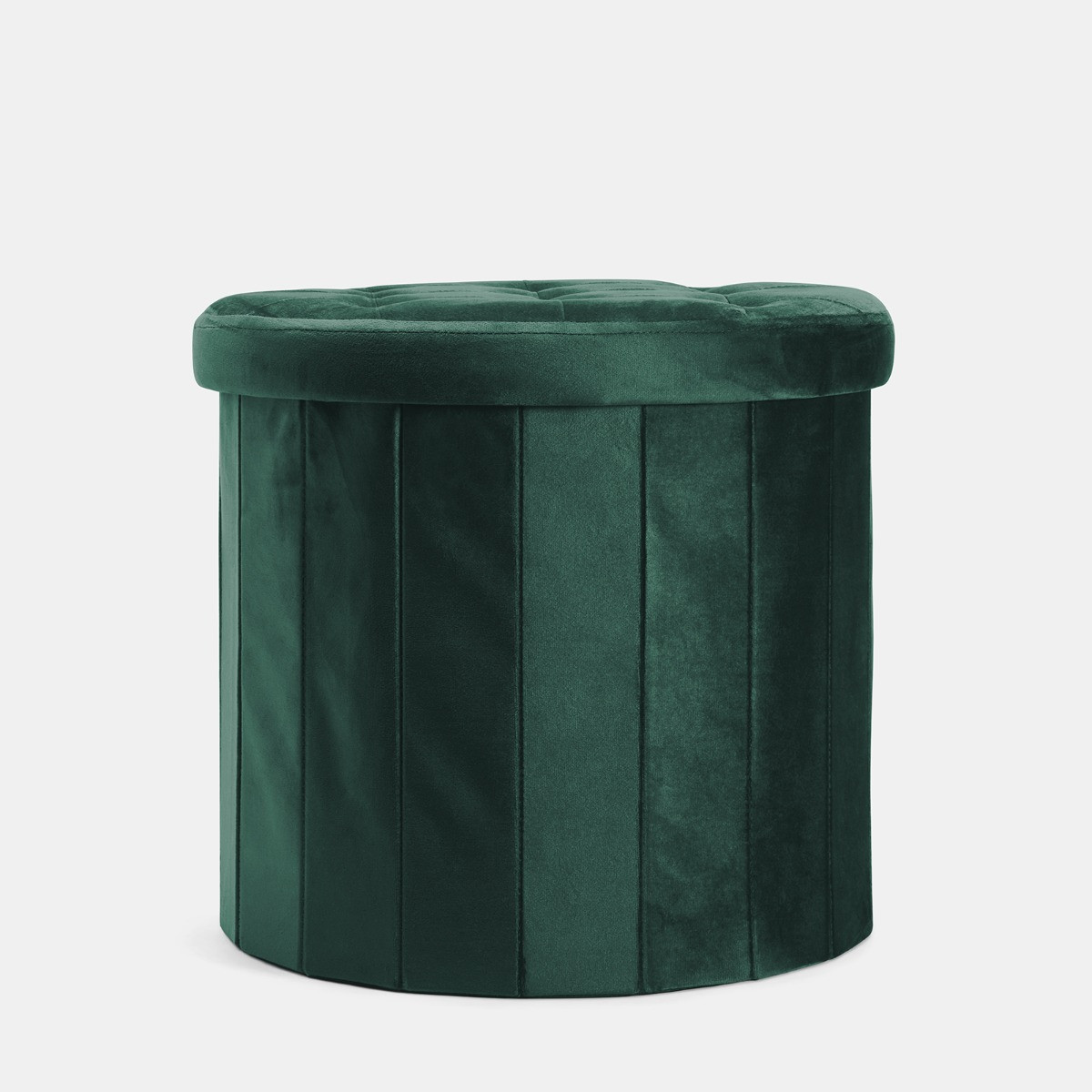 OHS Matte Velvet Foldable Round Storage Ottoman - Woodland Green>