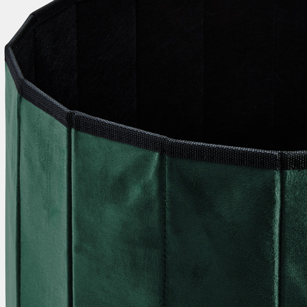 OHS Matte Velvet Foldable Round Storage Ottoman - Woodland Green>