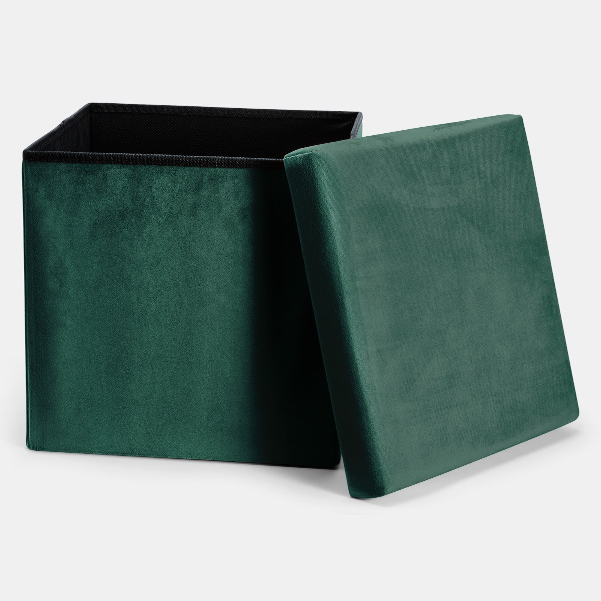 OHS Matte Velvet Foldable Cube Storage Ottoman - Woodland Green>