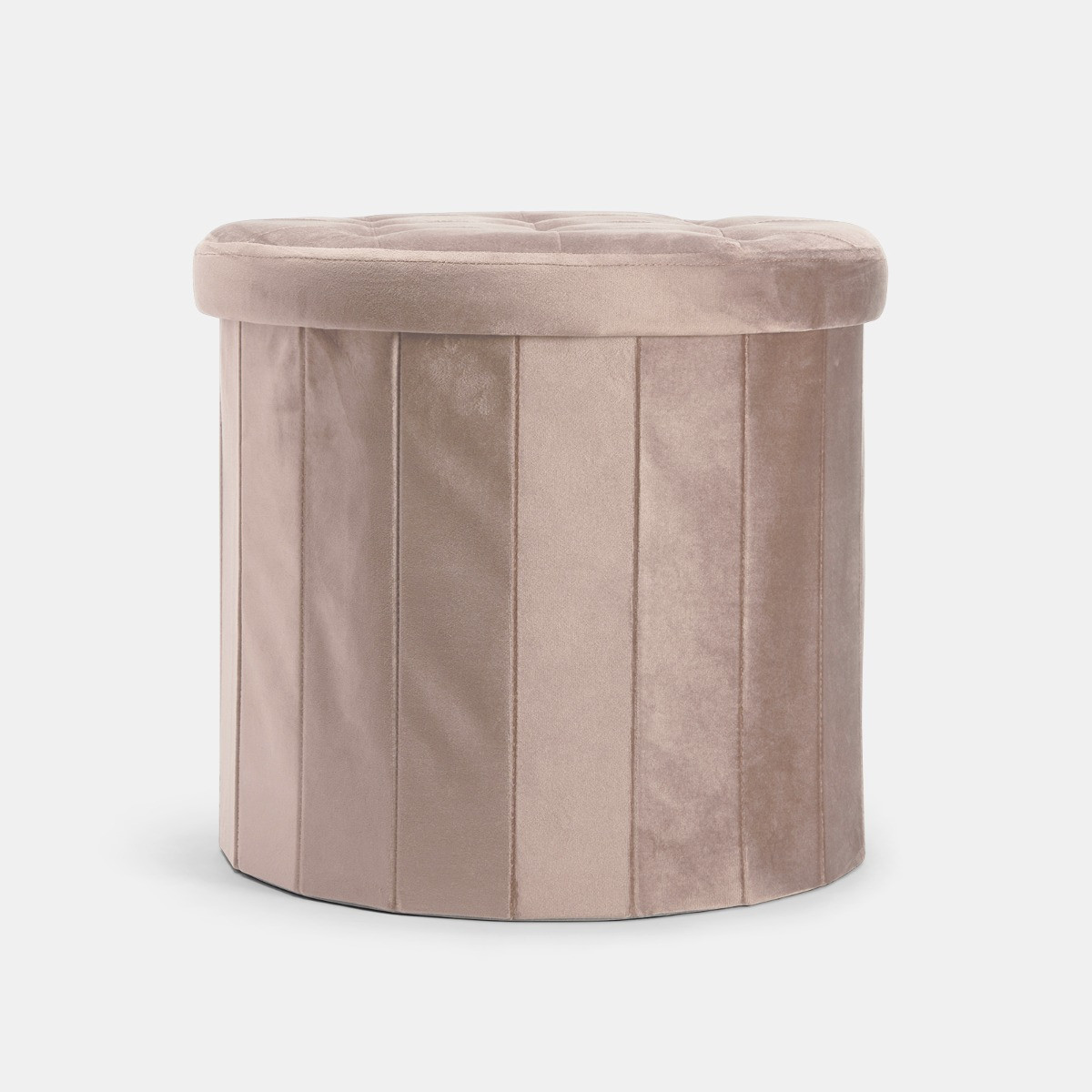 OHS Matte Velvet Foldable Round Storage Ottoman - Mink>