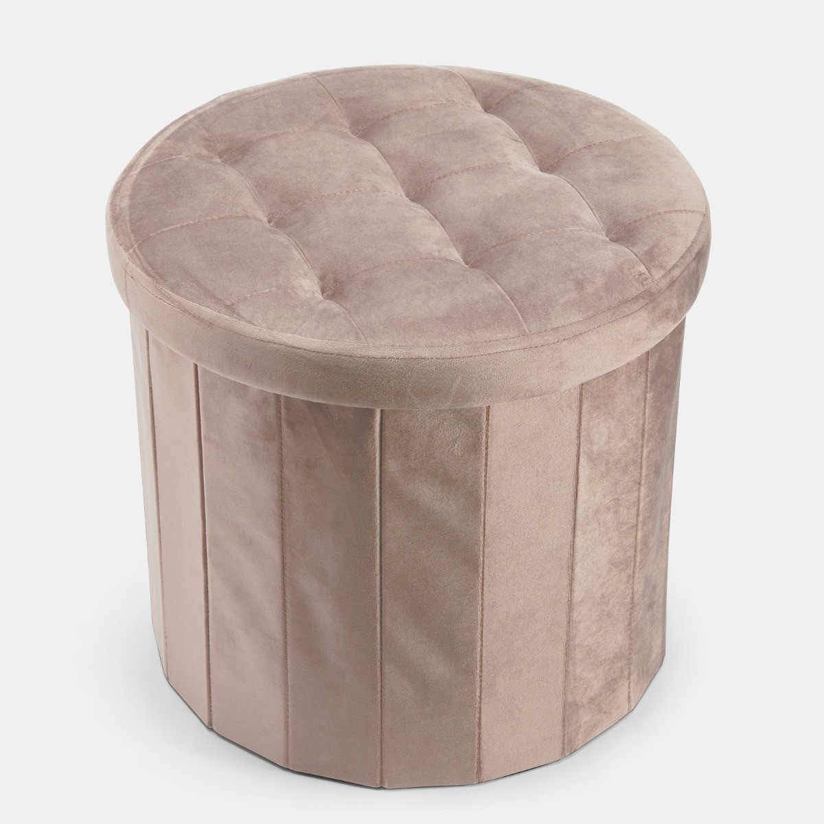 OHS Matte Velvet Foldable Round Storage Ottoman - Mink>