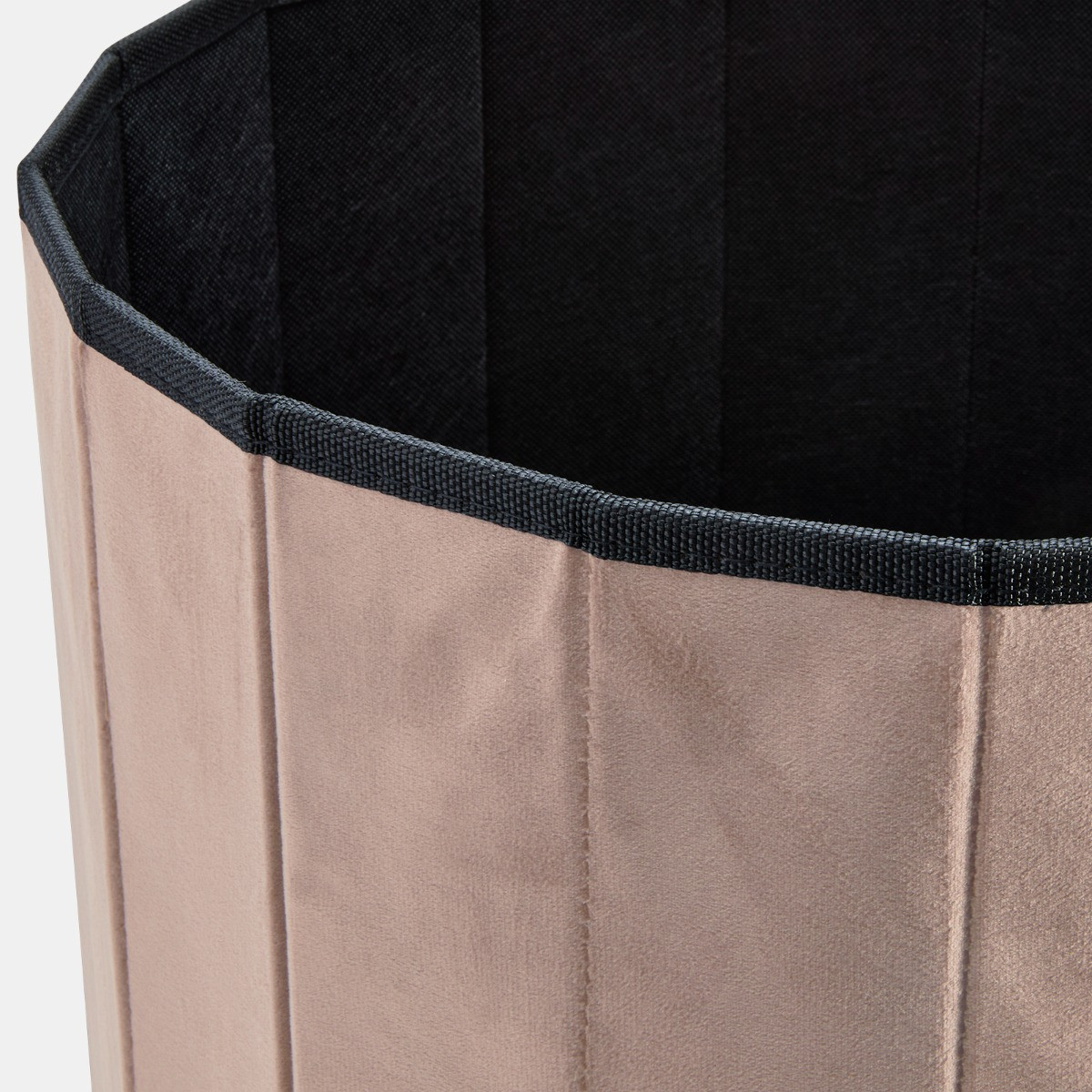 OHS Matte Velvet Foldable Round Storage Ottoman - Mink>