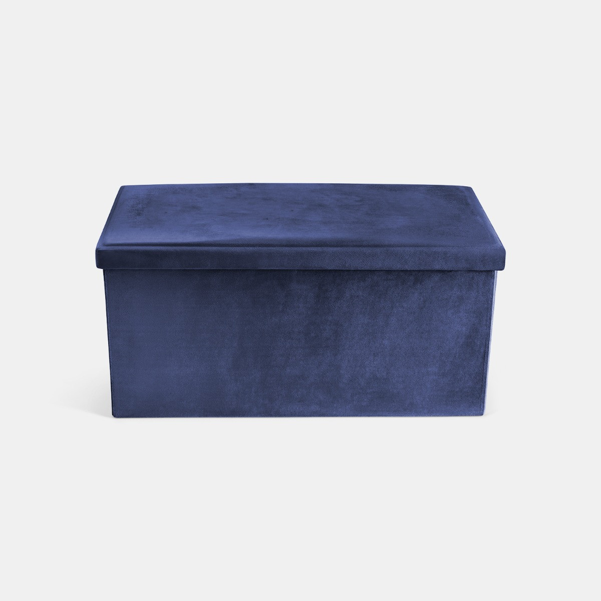 OHS Matte Velvet Foldable Rectangle Storage Ottoman - Navy>