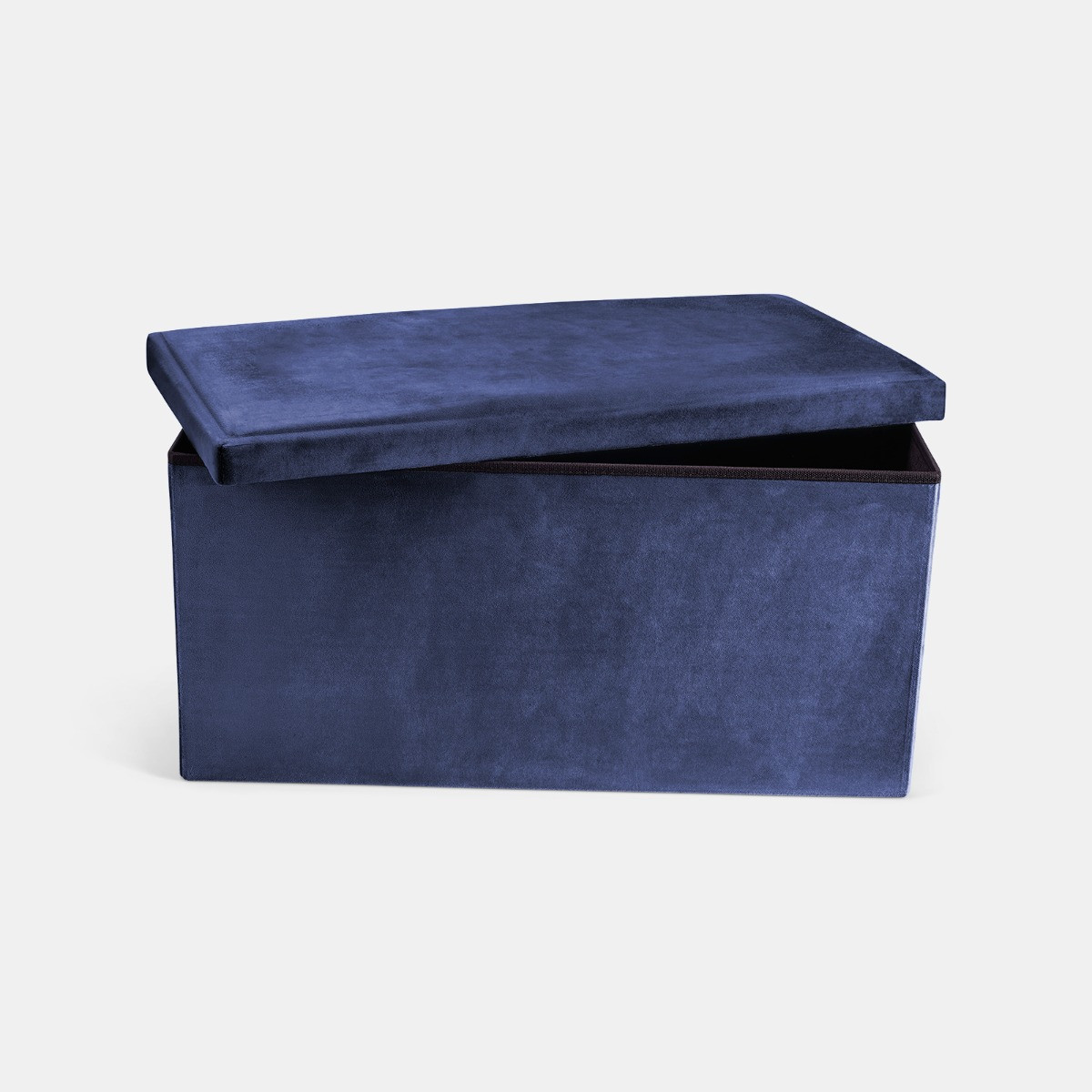 OHS Matte Velvet Foldable Rectangle Storage Ottoman - Navy>