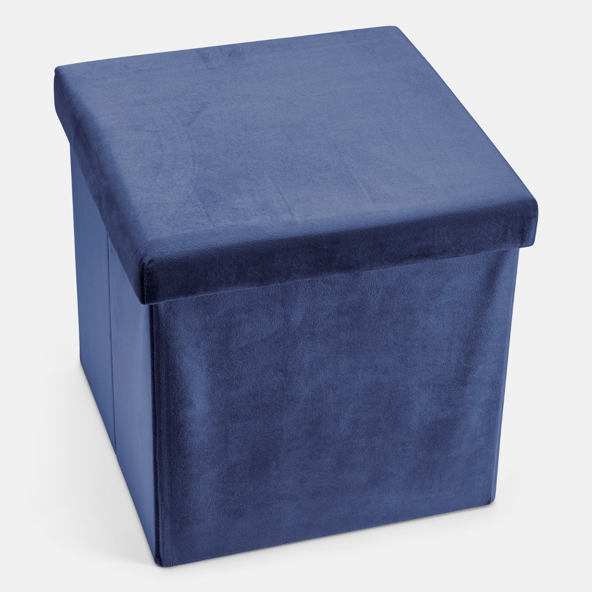 OHS Matte Velvet Foldable Cube Storage Ottoman - Navy>