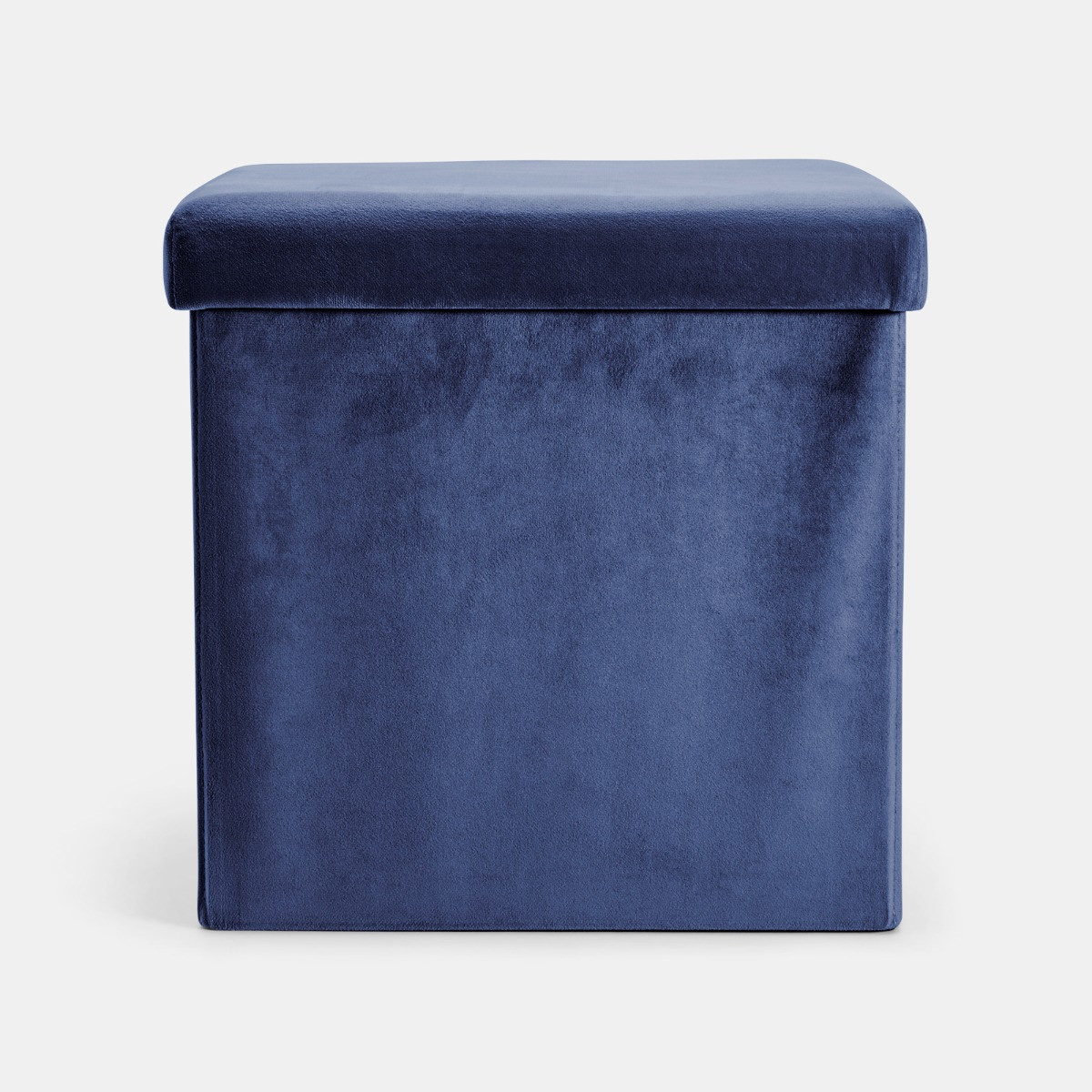 OHS Matte Velvet Foldable Cube Storage Ottoman - Navy>