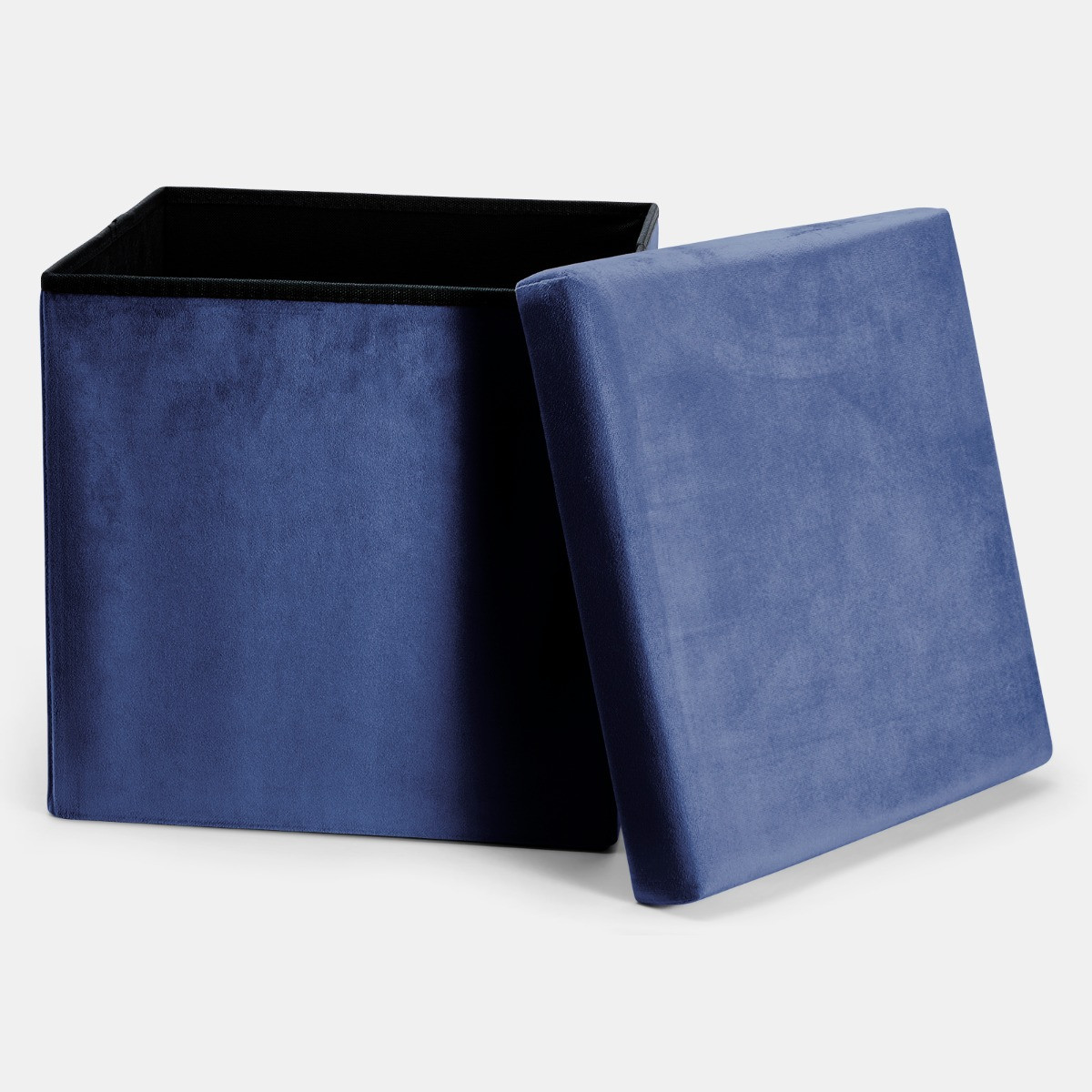OHS Matte Velvet Foldable Cube Storage Ottoman - Navy>