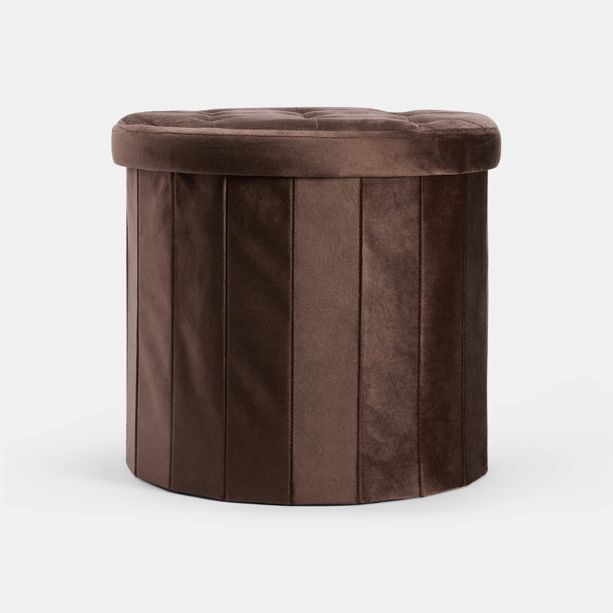 OHS Matte Velvet Foldable Round Storage Ottoman - Chocolate>