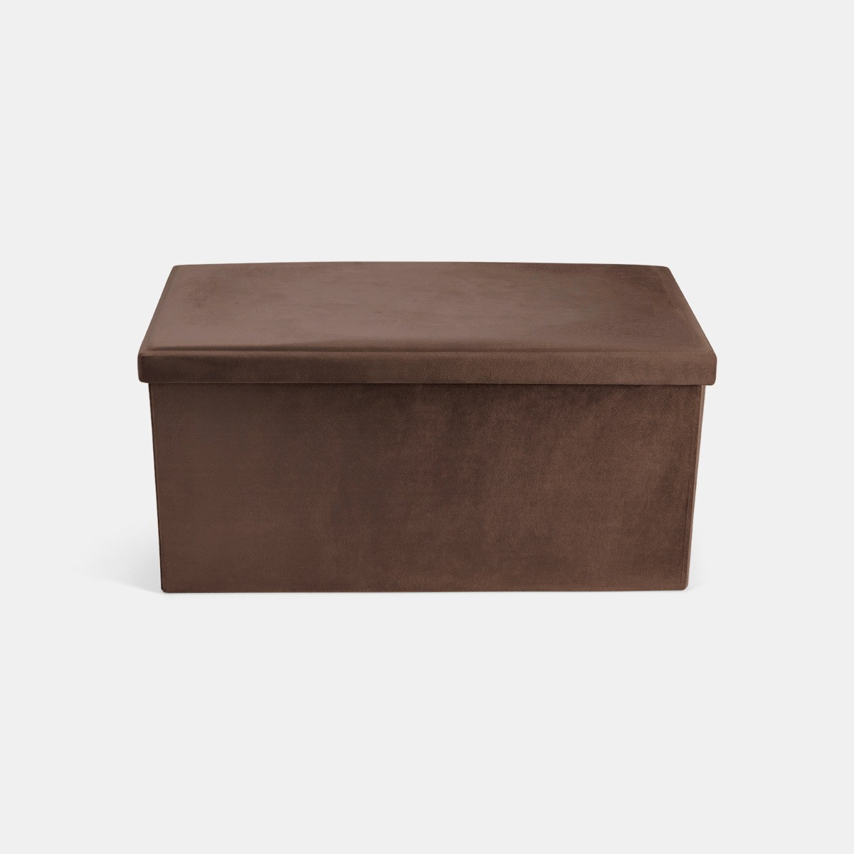 OHS Matte Velvet Foldable Rectangle Storage Ottoman - Chocolate>