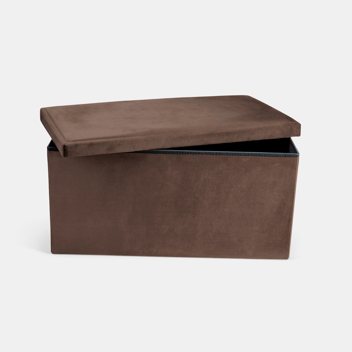 OHS Matte Velvet Foldable Rectangle Storage Ottoman - Chocolate>