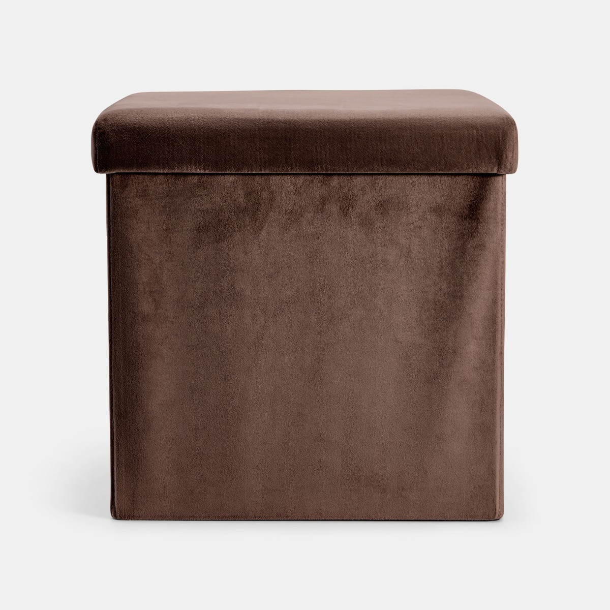 OHS Matte Velvet Foldable Cube Storage Ottoman - Chocolate>